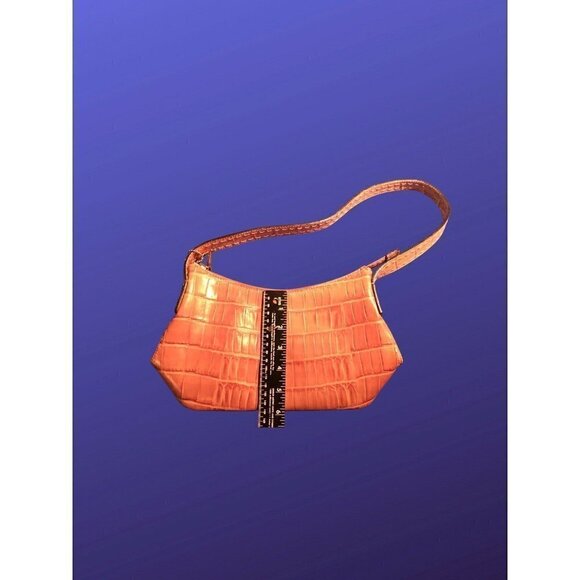 Fossil crocodile embossed leather handbag satchel shoulder bag, rose pink, NWOT - Picture 5 of 12